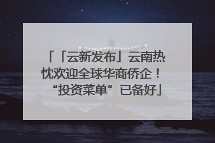 「云新发布」云南热忱欢迎全球华商侨企！“投资菜单”已备好