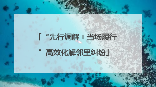 “先行调解＋当场履行”高效化解邻里纠纷