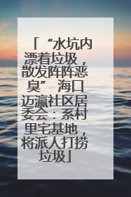 “水坑内漂着垃圾，散发阵阵恶臭” 海口迈瀛社区居委会：系村里宅基地，将派人打捞垃圾