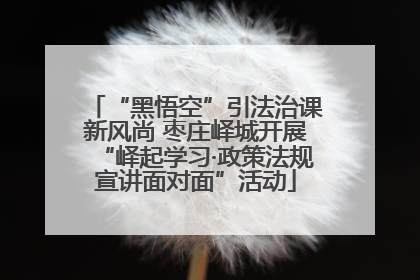 “黑悟空”引法治课新风尚 枣庄峄城开展“峄起学习·政策法规宣讲面对面”活动
