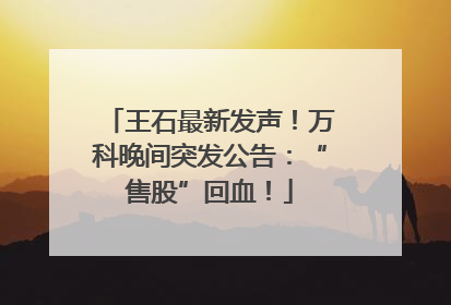 王石最新发声！万科晚间突发公告：“售股”回血！