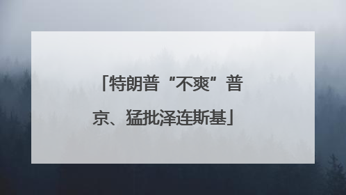 特朗普“不爽”普京、猛批泽连斯基