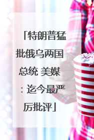 特朗普猛批俄乌两国总统 美媒：迄今最严厉批评