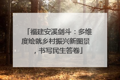 福建安溪剑斗：多维度绘就乡村振兴新图景，书写民生答卷