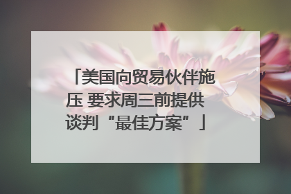 美国向贸易伙伴施压 要求周三前提供谈判“最佳方案”