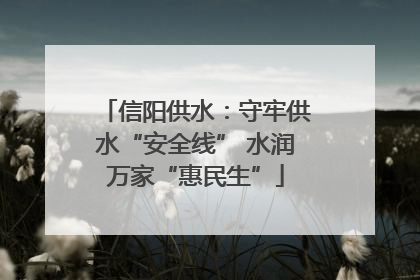 信阳供水：守牢供水“安全线” 水润万家“惠民生”
