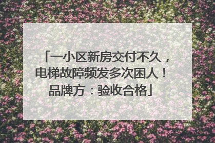 一小区新房交付不久，电梯故障频发多次困人！品牌方：验收合格