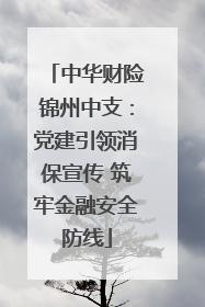 中华财险锦州中支：党建引领消保宣传 筑牢金融安全防线