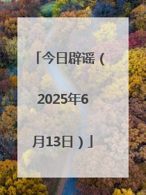 今日辟谣（2025年6月13日）