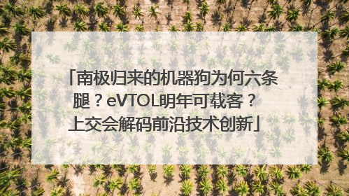 南极归来的机器狗为何六条腿？eVTOL明年可载客？上交会解码前沿技术创新