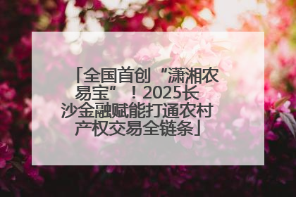全国首创“潇湘农易宝”！2025长沙金融赋能打通农村产权交易全链条