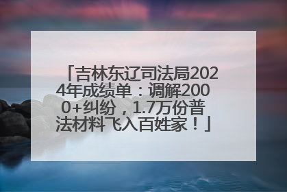 吉林东辽司法局2024年成绩单：调解2000+纠纷，1.7万份普法材料飞入百姓家！