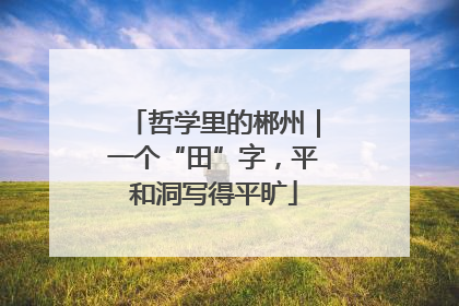 哲学里的郴州｜一个“田”字，平和洞写得平旷