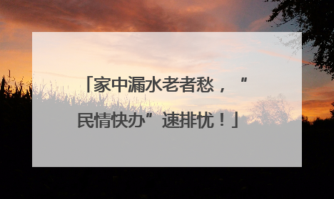 家中漏水老者愁，“民情快办”速排忧！