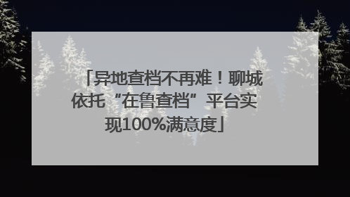 异地查档不再难！聊城依托“在鲁查档”平台实现100%满意度