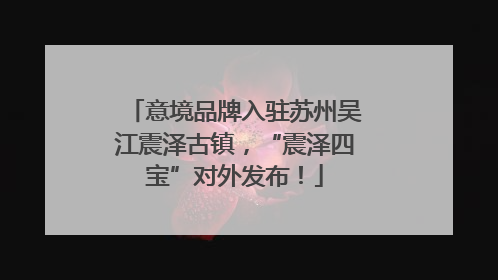 意境品牌入驻苏州吴江震泽古镇，“震泽四宝”对外发布！