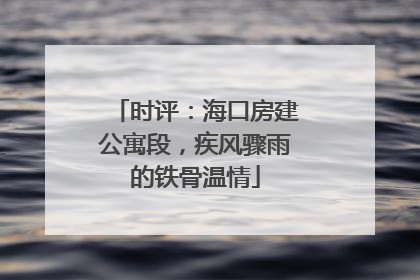 时评：海口房建公寓段，疾风骤雨的铁骨温情