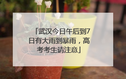 武汉今日午后到7日有大雨到暴雨，高考考生请注意