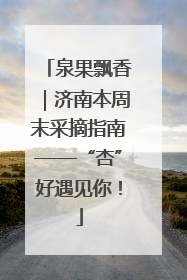 泉果飘香｜济南本周末采摘指南——“杏”好遇见你！
