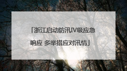 浙江启动防汛Ⅳ级应急响应 多举措应对汛情