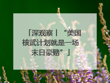 深观察丨“美国核武计划就是一场末日豪赌”