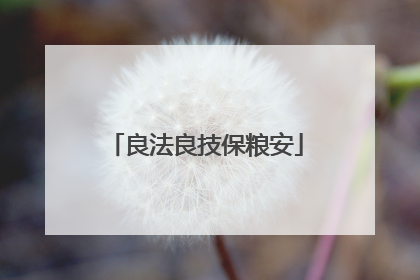 良法良技保粮安
