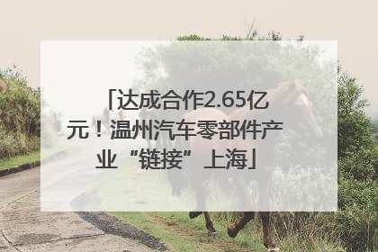 达成合作2.65亿元！温州汽车零部件产业“链接”上海