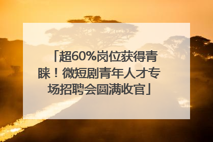 超60%岗位获得青睐！微短剧青年人才专场招聘会圆满收官