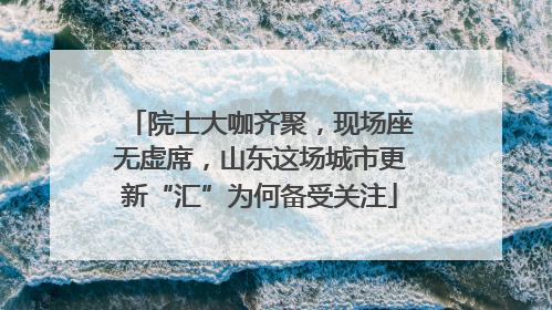 院士大咖齐聚，现场座无虚席，山东这场城市更新“汇”为何备受关注