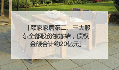 顾家家居第二、三大股东全部股份被冻结，债权金额合计约20亿元