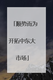 顺势而为开拓中东大市场