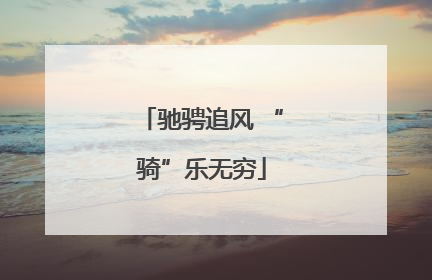 驰骋追风 “骑”乐无穷
