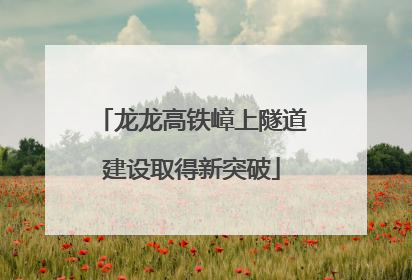 龙龙高铁嶂上隧道建设取得新突破