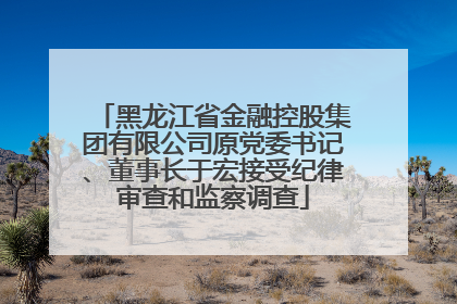 黑龙江省金融控股集团有限公司原党委书记、董事长于宏接受纪律审查和监察调查